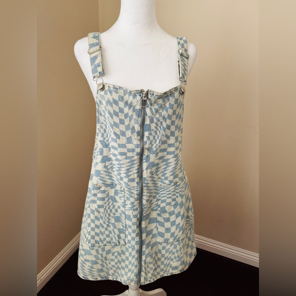 Denim Overall mini dress ( size L runs Small)